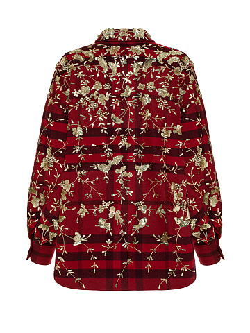 Красная рубашка из шерсти в клетку с вышивкой, 2