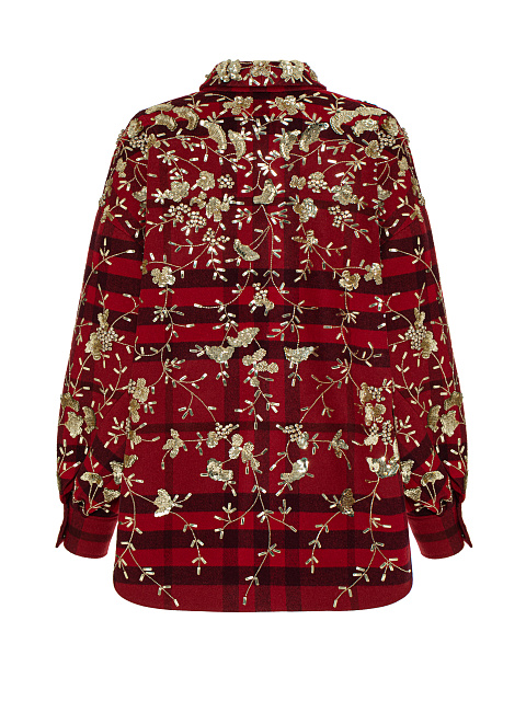Красная рубашка из шерсти в клетку с вышивкой, 2