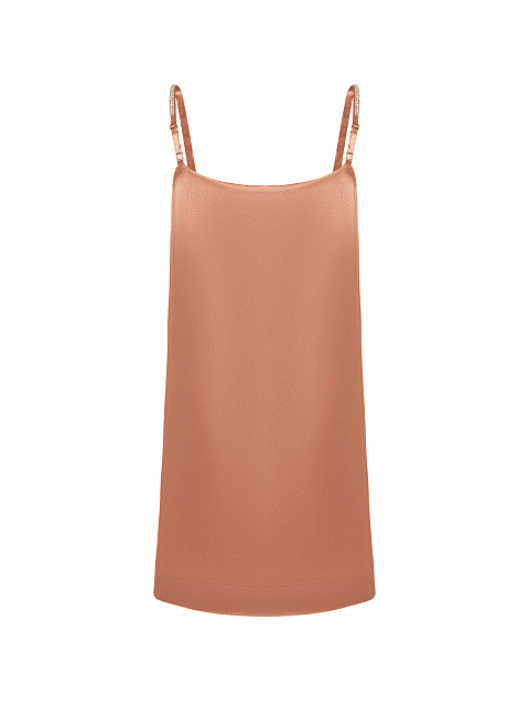 Персиковое платье-мини из атласа, 2