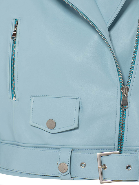 Укороченная голубая косуха из кожи, 3