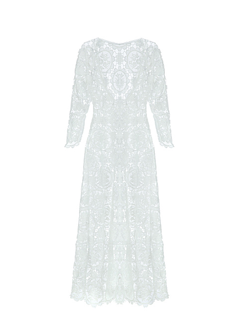 Белое платье-миди из кружева с открытой спиной, 2