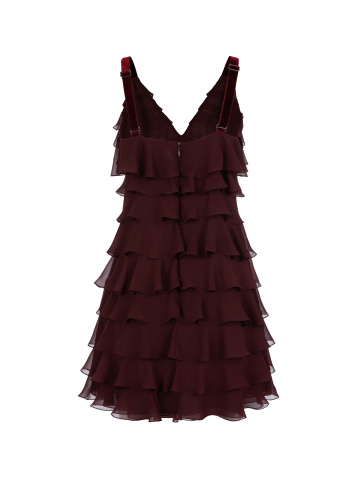 Бордовое платье-мини из шелка, 2