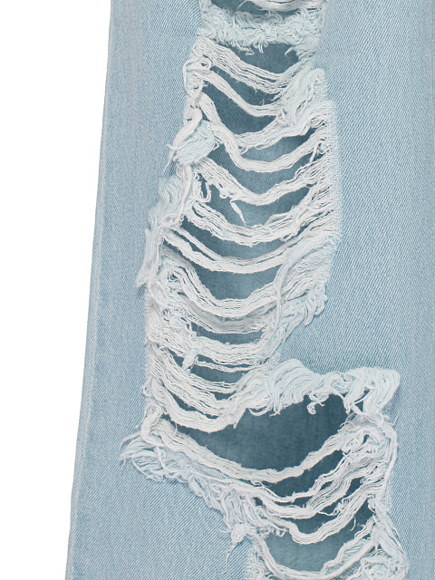 Широкие рваные джинсы голубого цвета, 4