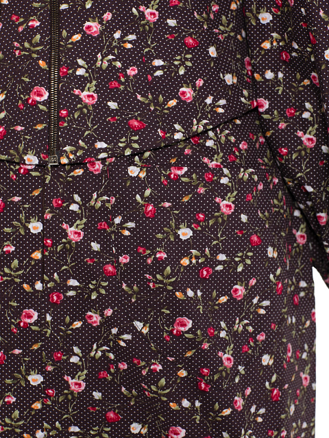 Коричневый комплект с цветочным принтом из топа и юбки-мини, 4