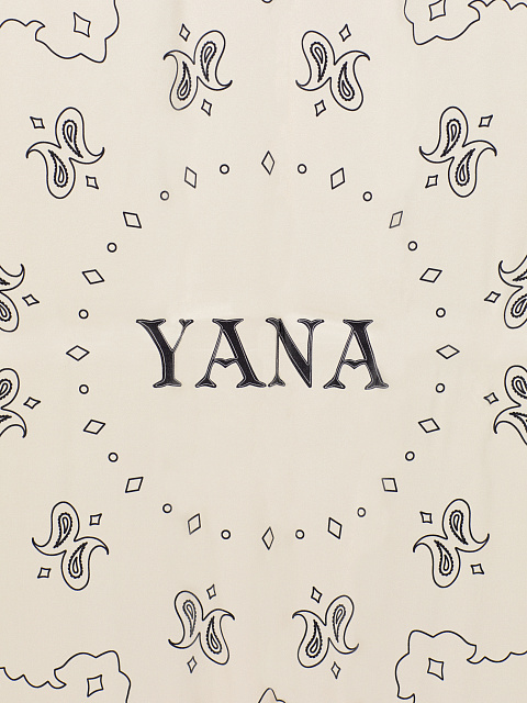 Большой бежевый шелковый платок с принтом, 2