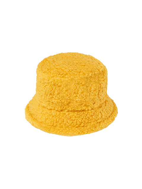 Горчичная панама из эко-меха с вышивкой LY, 2