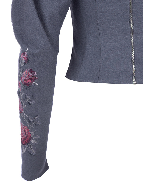 Темно-синий льняной корсет с вышивкой, 3