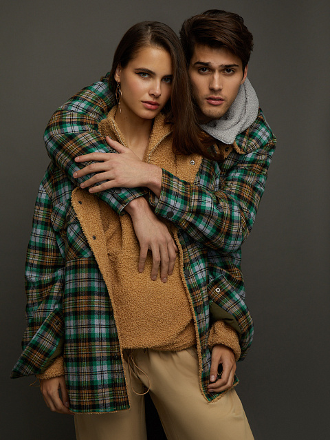 Зеленая рубашка в клетку с подкладкой из искусственного меха, 7
