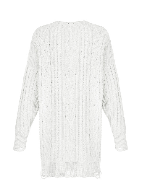 Белое вязаное платье-свитер с косами, 2 Белое вязаное платье-свитер с косами, 2