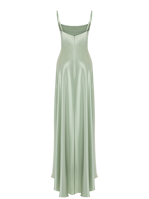 Светло-зеленое платье-макси из шелка, 2
