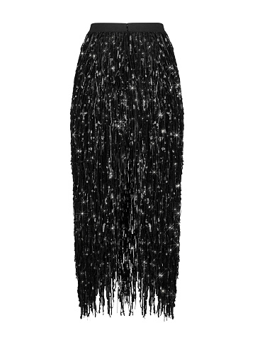 Юбка-миди с бахромой из бисера и пайеток, 2