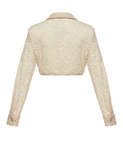 Бежевая укороченная блузка из кружева, 2