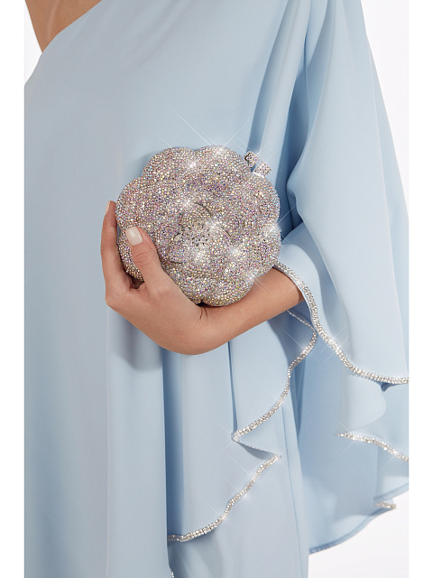 Голубое асимметричное платье-миди со стразами, 4 Голубое асимметричное платье-миди со стразами, 4