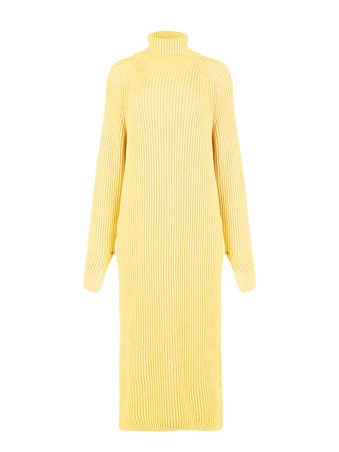 Желтое платье-миди крупной вязки, 1