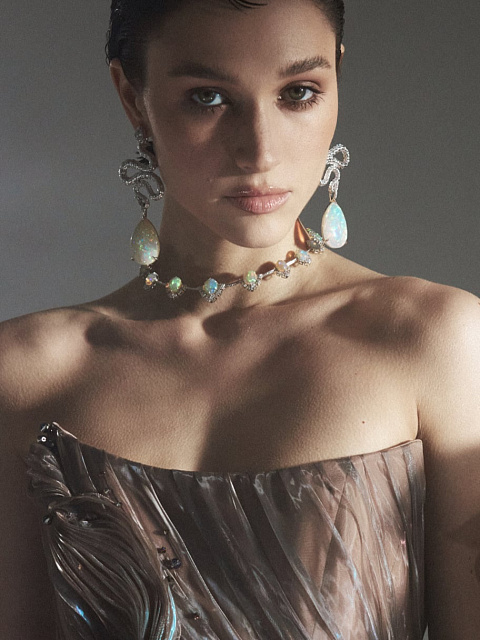 Серьги из белого золота с опалами и бриллиантами, 6