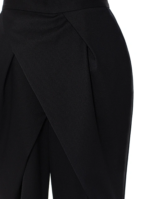 Черный костюм-двойка из шерсти с укороченным жакетом, 5