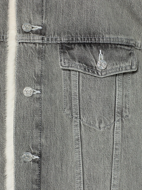 Серая джинсовая куртка с подкладом из бежевого меха норки, 3