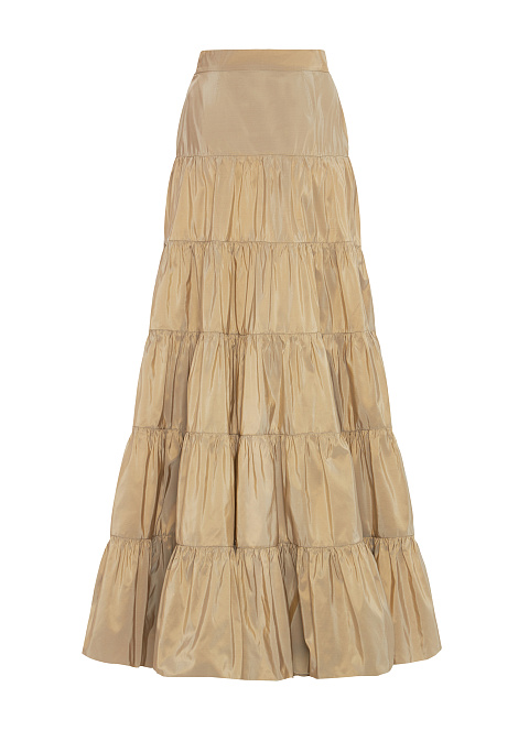 Бежевая юбка макси из тафты с рюшами, 2 Бежевая юбка макси из тафты с рюшами, 2