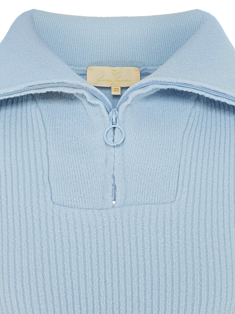 Голубой укороченный кардиган с молнией, 3