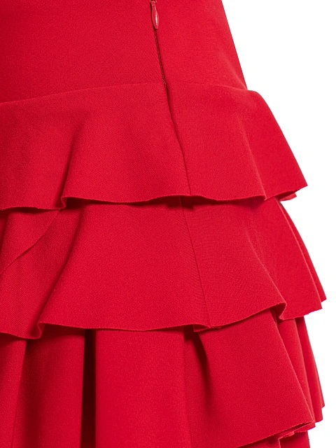 Красная трикотажная юбка-мини с рюшами, 4