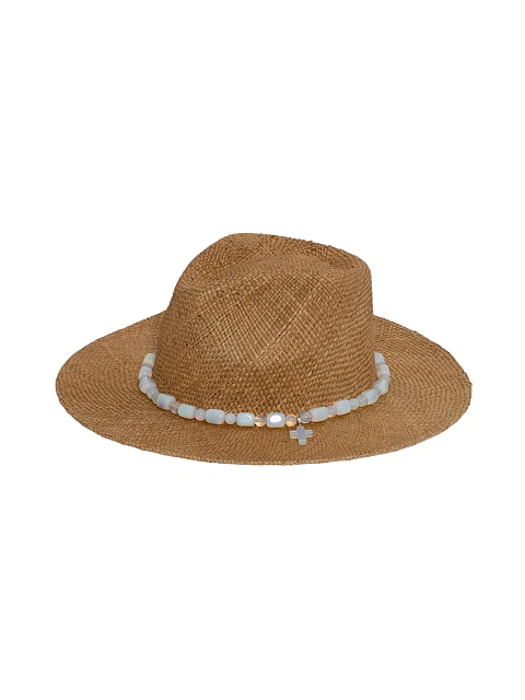 Соломенная шляпа с отделкой из лунного камня, 1