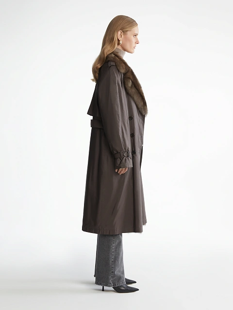 Коричневый тренч на подкладке из соболя, 5 Коричневый тренч на подкладке из соболя, 5