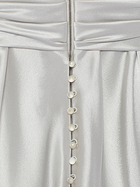 Серое платье-мини из шелка с кружевом, 4