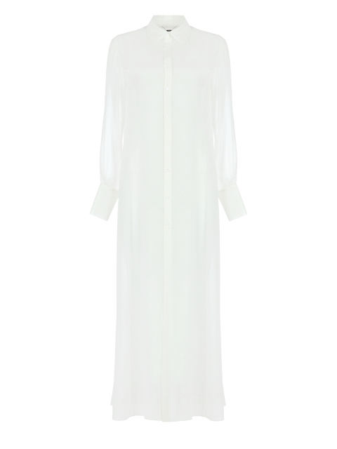Белое платье-рубашка из прозрачного шелка, 1
