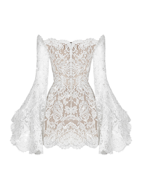 Платье-мини из кордового кружева со стразами Swarovski, 2