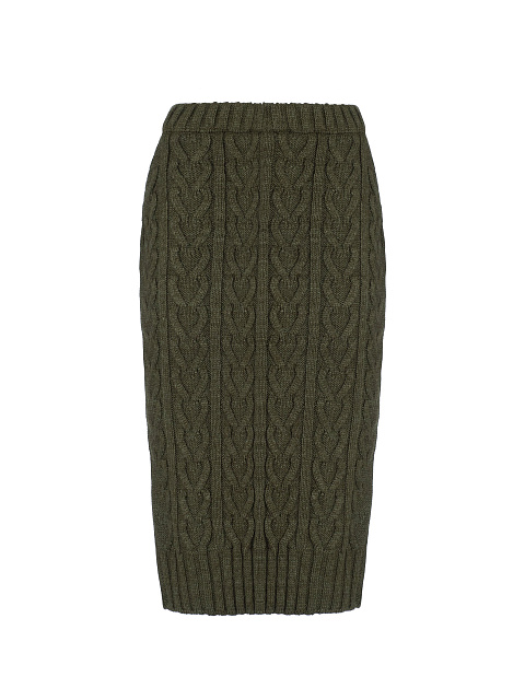 Вязаная юбка-миди цвета хаки, 2