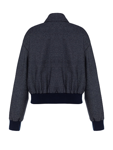 Серо-синий бомбер из костюмной ткани, 2