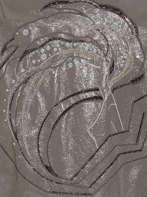 Серая укороченная косуха из лакированной кожи, 3