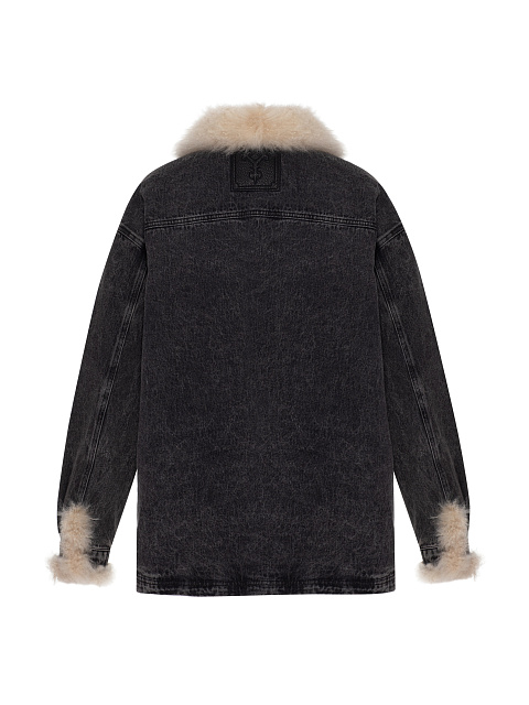 Темно-серая куртка из денима с подкладом из меха кашмирской козы, 2