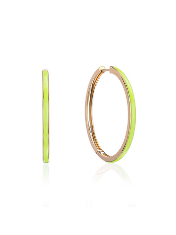 Хупсы из желтого золота с эмалью Lime Color , 1