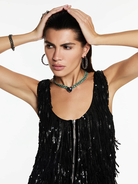 Хупсы из черненого золота с черными бриллиантами, 3 Хупсы из черненого золота с черными бриллиантами, 3