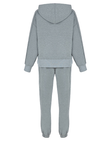 Серый трикотажный костюм с вышивкой в виде лилий, 2