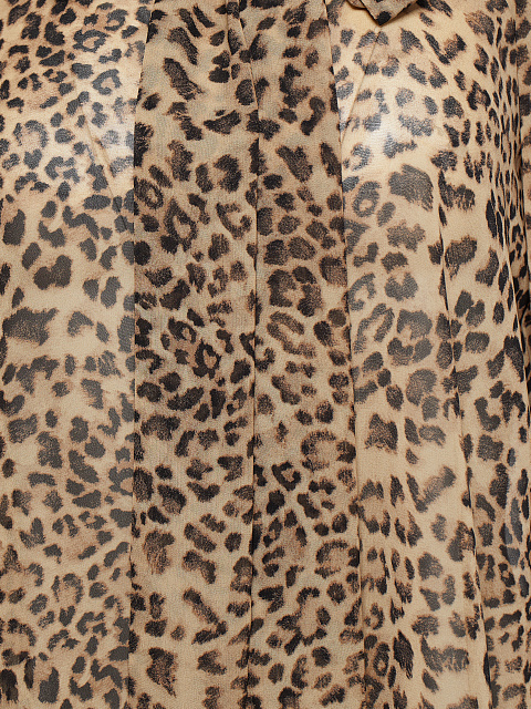 Бежевая блузка с леопардовым принтом из шифона, 4