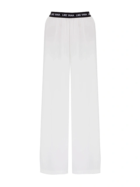 Белый атласный комплект из топа и брюк, 3 Белый атласный комплект из топа и брюк, 3