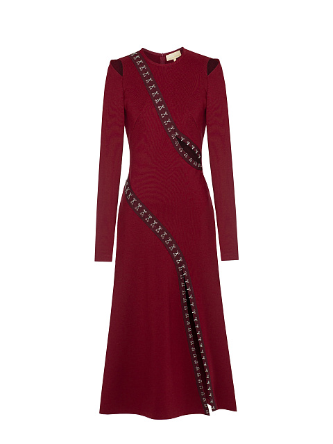 Бордовое платье-миди с разрезами, 1