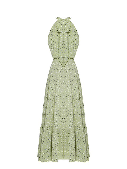 Зеленое платье-макси из вискозы с цветочным принтом, 2