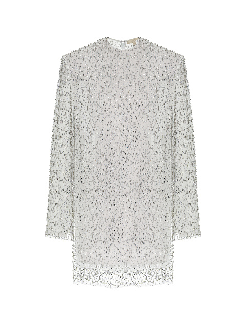 Белое платье-мини с кристаллами, 1