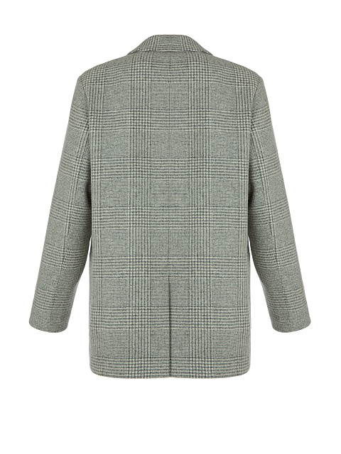 Серый однобортный жакет в клетку, 2