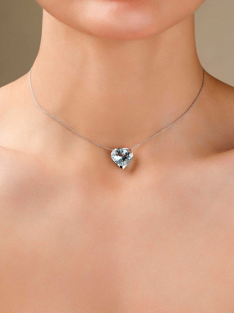 Колье из белого золота с кулоном из фианита в огранке «сердце», 2