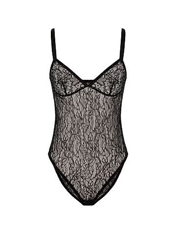Черное боди из кружева со стразами, 1