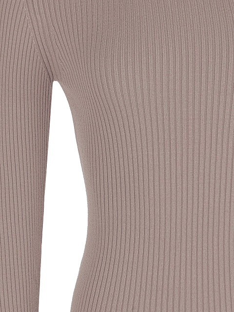 Светло-коричневая трикотажная водолазка в рубчик, 4