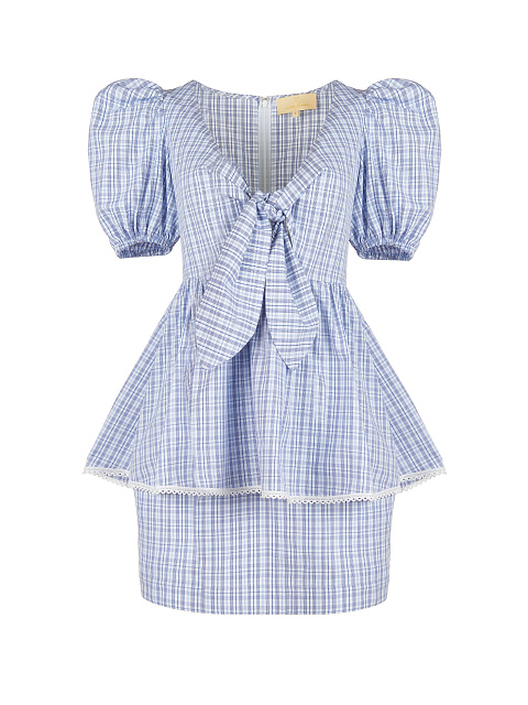 Сине-голубой хлопковый комплект в клетку, 1 Сине-голубой хлопковый комплект в клетку, 1
