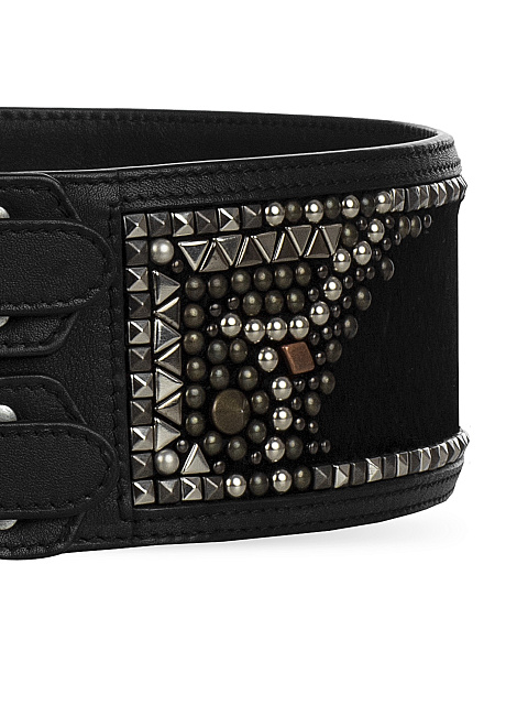 Черный кожаный ремень с клепками, 2 Черный кожаный ремень с клепками, 2