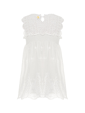 Белый хлопковый топ с перфорацией, 2