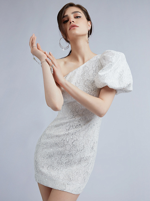 Белое платье-мини из кружева, 3