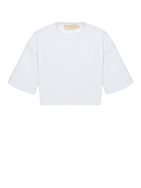 Белая укороченная хлопковая футболка, 1